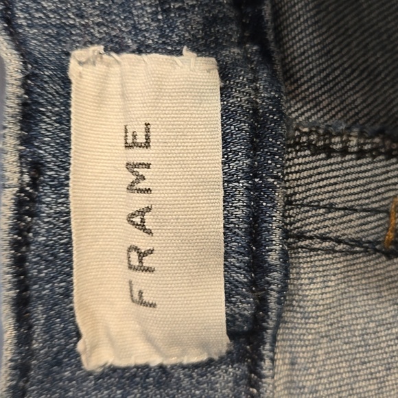 Frame Le Palazzo Ankle Super Strech Wide-Leg Raw Hem Cotton Denim Jeans - Picture 11 of 14